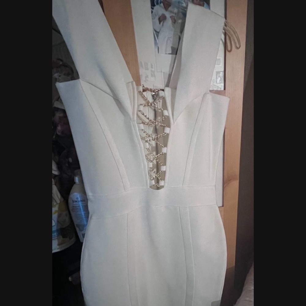 Elegant Cream Dress with Lace Detail